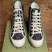 Gucci Shoes | Gucci Children’s 1977 High Top Sneakers. Brand New In Box | Color: Blue/Tan | Size: 2bb