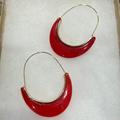 Anthropologie Jewelry | Euc Anthropologie Acrylic Hoop Earrings | Color: Pink/Red | Size: Os