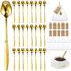 Roshtia 50 Sets Rose Flower Shaped Tea Spoons Wedding Favor for Guests 5.2" Gold Flower Dessert Mini Teaspoon with 50 Gift Tag and 50 Organza Bag for Tea Party Bridal Shower Guest Souvenir