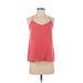 Abercrombie & Fitch Sleeveless Blouse: V Neck Spaghetti Straps Pink Print Tops - Women's Size X-Small