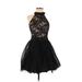 Emerald Sundae Cocktail Dress - Fit & Flare Mock Sleeveless: Black Dresses - Women's Size 5