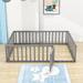 Harriet Bee Gurdas Wood Daybed Frame w/ Fence & Door Metal in Gray | 21.7 H x 63 W x 82.7 D in | Wayfair 38066B17AE7E424CBC7347F150661B66