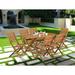 Winston Porter 7 Piece Patio Dining Set Includes an Oval Acacia Table & 6 Folding Arm Chairs Wood in Brown/White | 59.1 W x 35.4 D in | Wayfair