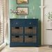 Red Barrel Studio® Corly Storage Cabinet w/ Two Drawers & Four Classic Rattan Basket, Accent Chests Wood in Gray/Blue | Wayfair