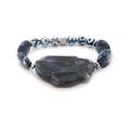 Women's White / Silver / Blue Natural Agate Stone Emotional Balance Beaded Bracelet -Blue Ebru Jewelry