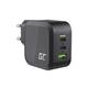 USB C Ladegerät Green Cell GaN 65W 3 Port 2X USB-C PD 1x USB-A QC 3.0 Handy Schnellladegerät Power Adapter Schnell Netzteil Ladestecker Wandladegerät für Laptops MacBook iPhone Tablet Android Handys