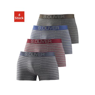 Boxer S.OLIVER "Boxershorts für Herren", Herren, Gr. S, bunt (grau, gestreift, bordeaux, gestreift, blau, gestreift, anthrazit, gestreift), Jersey, Obermaterial: 92% Baumwolle, 8% Elasthan (LYCRA), gestreift, körpernah, Unterhosen, mit... Image