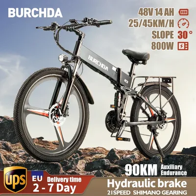 BURCHDAR3PRO-Moto électrique 800W 45 km/h 26 pouces 48V 14Ah 21 vitesses pour adulte