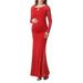 Bella Long Sleeve Maternity Maxi Dress - Red - Kimi + Kai Dresses