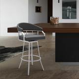 Valerie Modern Swivel Faux Leather and Brushed Stainless Steel Bar or Counter Stool - N/A