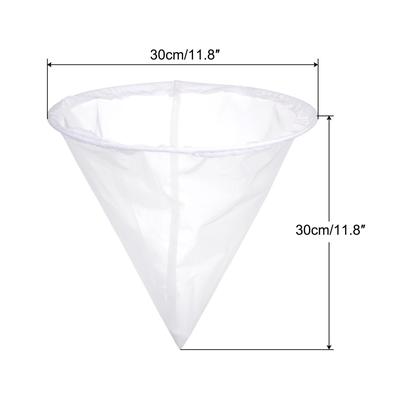 100 Mesh Paint Filter Bag 11.8" Dia Cone Shape Nylon Strainer for Filtering - White