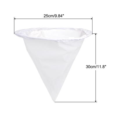 600 Mesh Paint Filter Bag 9.8" Dia Cone Shape Nylon Strainer for Filtering - White