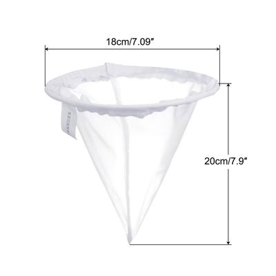 40 Mesh Paint Filter Bag 7" Dia Cone Shape Nylon Strainer for Filtering - White