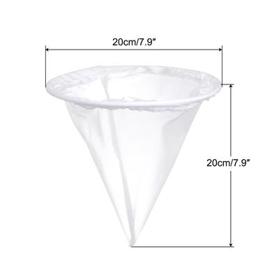 60 Mesh Paint Filter Bag 7.9" Dia Cone Shape Nylon Strainer for Filtering - White