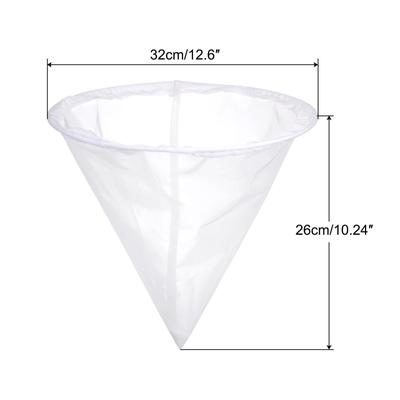 100 Mesh Paint Filter Bag 12.6" Dia Cone Shape Nylon Strainer for Filtering - White