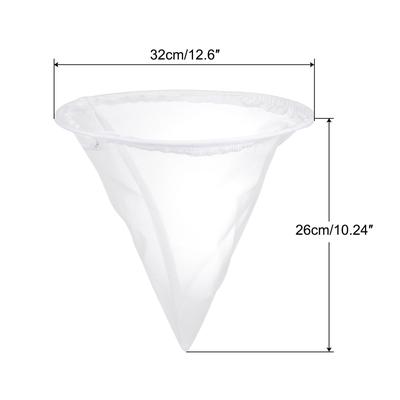 40 Mesh Paint Filter Bag 12.6" Dia Cone Shape Nylon Strainer for Filtering - White