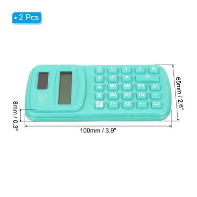 2Pcs Pocket Size Mini Calculator, 8 Digit Dual Power Calculator