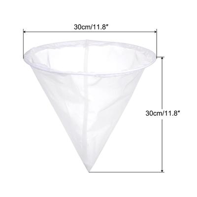 120 Mesh Paint Filter Bag 11.8" Dia Cone Shape Nylon Strainer for Filtering - White