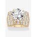 Women's Gold over Sterling Silver Round Ring Cubic Zirconia (9 cttw TDW) by PalmBeach Jewelry in Gold (Size 7)