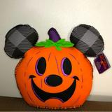 Disney Accents | Disney Store Halloween Pillow Jack O Lantern Hey Pumpkin Mickey Mouse Orange | Color: Black/Orange | Size: Os