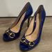 Gucci Shoes | Gucci Horsebit Peep Toe Pumps | Color: Blue/Gold | Size: 9