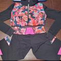 Lululemon Athletica Pants & Jumpsuits | Lululemon Matching Rare Floral Jacket & Capri Pant Size 10 | Color: Black/Pink | Size: 10