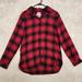 American Eagle Outfitters Tops | American Eagle Red Plaid Long Sleeve Boyfriend Fit Button Down-Shirt Size Medium | Color: Black/Red | Size: M