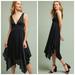 Anthropologie Dresses | Moulinette Soeurs Anthropologie Whitney Satin V-Neck Asymmetric Black Midi Dress | Color: Black | Size: 4p