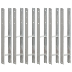 vidaXL Pfostenträger 6 Stk. Silbern 8×6×60 cm Verzinkter Stahl Image