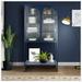 Latitude Run® Caney Tempered Storage Cabinet w/ 2 Arched Doors Adjustable Shelves & Open Bottom Shelf in Blue | 63 H x 31.5 W x 13.8 D in | Wayfair