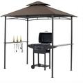 Grezone Outdoor Grill Gazebo Tent BBQ Canopy for Outdoor Grill Shelter BBQ Grill Gazebo Hardtop (L96 x W60 x H101 Inch) Brown