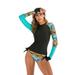 Women s Wetsuit Long-sleeved Pullover Two Piece Briefs Snorkeling Surfing Swimsuit Multicolor Shoulder L