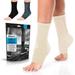 PowerLix Ankle Brace Compression Support Sleeve (Pair) for Injury Prevention & Recovery Joint Pain Relief with Non-Slip Cuff & 3D Compression Design Beige - M