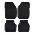 TLH Universal Fit Car Seat Cover- Automotive Floor Mats Trimmable Non-Slip TPO Plastic Black Car Floor Mats Universal Fit Floor Mat Full Set Heavy Duty All Weather Floor Mats for Cars Trucks SUVs
