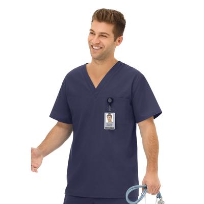 Men's Big & Tall Unisex One Pocket Scrub Top by Fundamentals in Navy (Size XL)