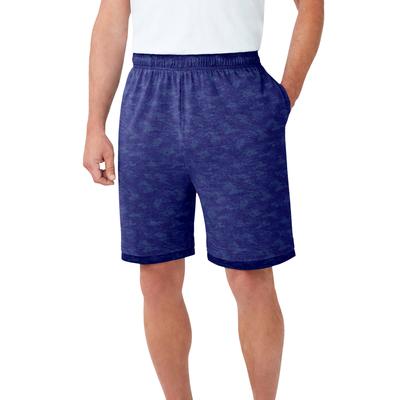Men's Big & Tall Layered Look Lightweight Jersey Shorts by KingSize in Navy Mono Camo (Size 6XL)