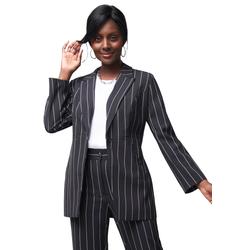 Plus Size Women's Bi-Stretch Blazer by Jessica London in Black Pinstripe (Size 26 W) Professional Jacket