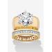 Women's 4.80 Cttw. Cz Gold-Plated 2-Piece Solitaire And Eternity Wedding Ring Set by PalmBeach Jewelry in Gold (Size 8)