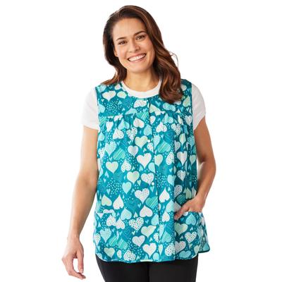 Plus Size Women's Snap-Front Apron by Only Necessities in Deep Teal Hearts (Size 34/36)