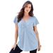 Plus Size Women's Flutter-Sleeve Sweetheart Ultimate Tee by Roaman's in Pale Blue (Size 22/24) Long T-Shirt Top