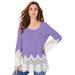 Plus Size Women's Fine Gauge Lace Pullover by Roaman's in Vintage Lavender (Size 26/28)