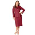 Plus Size Women's Two-Piece Skirt Suit with Shawl-Collar Jacket by Roaman's in Rich Burgundy (Size 30 W)