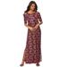 Plus Size Women's Ultrasmooth® Fabric Cold-Shoulder Maxi Dress by Roaman's in Multi Lattice Medallion (Size 38/40)