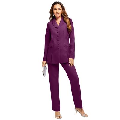 Plus Size Women's Ten-Button Pantsuit by Roaman's in Dark Berry (Size 24 W)