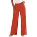 Plus Size Women's Wide-Leg Soft Knit Pant by Roaman's in Copper Red (Size M) Pull On Elastic Waist