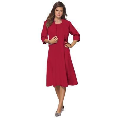 Plus Size Women's Fit-And-Flare Jacket Dress by Roaman's in Classic Red (Size 36 W)