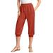 Plus Size Women's Drawstring Soft Knit Capri Pant by Roaman's in Copper Red (Size 2X)