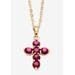 Women's Birthstone Goldtone Cross Pendant Necklace by PalmBeach Jewelry in October