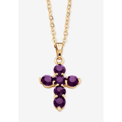 Women's Birthstone Goldtone Cross Pendant Necklace by PalmBeach Jewelry in February