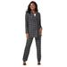 Plus Size Women's Double-Breasted Pantsuit by Jessica London in Black Classic Grid (Size 12 W) Set